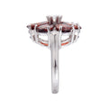 2.44 Ct Pear Red Garnet and Cubic Zirconia Prong Silver Flower Ring by Fine Color Jewels