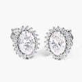 2.45 Ct Oval Lab Grown Diamond Prong Platinum Bridal Floral Stud Earrings by Fine Color Jewels