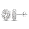 2.45 Ct Oval Lab Grown Diamond Prong Platinum Bridal Floral Stud Earrings by Fine Color Jewels