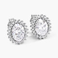 2.45 Ct Oval Lab Grown Diamond Prong Platinum Bridal Floral Stud Earrings by Fine Color Jewels
