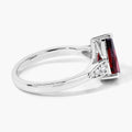 2.45 Ct Pear Red Mozambique Garnet & Lab Diamond Prong Silver Cocktail Ring by Fine Color Jewels