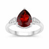 2.45 Ct Pear Red Mozambique Garnet & Lab Diamond Prong Silver Cocktail Ring