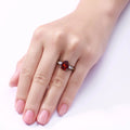 2.45 Ct Pear Red Mozambique Garnet & Lab Diamond Prong Silver Cocktail Ring by Fine Color Jewels