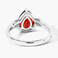 2.45 Ct Pear Red Mozambique Garnet & Lab Diamond Prong Silver Cocktail Ring by Fine Color Jewels