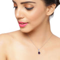 2.45 Ct Pear Red Mozambique Garnet & Lab Diamond Prong Silver Halo Teardrop Pendant Necklace by Fine Color Jewels