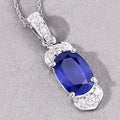 2.46 Ct Genuine Cushion Ceylon Blue Sapphire and Diamond 18K White Gold Statement Pendant by Fine Color Jewels