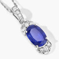 2.46 Ct Genuine Cushion Ceylon Blue Sapphire and Diamond 18K White Gold Statement Pendant by Fine Color Jewels