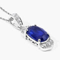 2.46 Ct Genuine Cushion Ceylon Blue Sapphire and Diamond 18K White Gold Statement Pendant by Fine Color Jewels