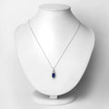 2.46 Ct Genuine Cushion Ceylon Blue Sapphire and Diamond 18K White Gold Statement Pendant by Fine Color Jewels