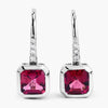 2.48 Ct Octagon Red Rubellite & Lab Diamond Prong 14K Gold Stud Earrings