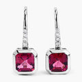 2.48 Ct Octagon Red Rubellite & Lab Diamond Prong 14K Gold Stud Earrings by Fine Color Jewels