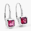 2.48 Ct Octagon Red Rubellite & Lab Diamond Prong 14K Gold Stud Earrings by Fine Color Jewels