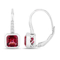 2.48 Ct Octagon Red Rubellite & Lab Diamond Prong 14K Gold Stud Earrings by Fine Color Jewels
