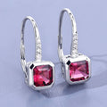 2.48 Ct Octagon Red Rubellite & Lab Diamond Prong 14K Gold Stud Earrings by Fine Color Jewels