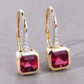 2.48 Ct Octagon Red Rubellite & Lab Diamond Prong 14K Gold Stud Earrings by Fine Color Jewels