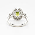 2.48 Ct Oval Green Peridot and White Topaz Prong Silver halo Engagement Ring by Fine Color Jewels