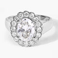 2.48 Ct Oval Lab Grown Diamond Prong Platinum Floral Halo Bridal Ring by Fine Color Jewels