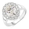 2.48 Ct Oval Lab Grown Diamond Prong Platinum Floral Halo Bridal Ring