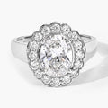 2.48 Ct Oval Lab Grown Diamond Prong Platinum Floral Halo Bridal Ring by Fine Color Jewels