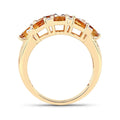 2.48 Ct Oval Yellow Citrine and White Topaz Prong Silver Cluster Ring by Fine Color Jewels