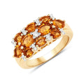 2.48 Ct Oval Yellow Citrine and White Topaz Prong Silver Cluster Ring by Fine Color Jewels