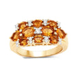 2.48 Ct Oval Yellow Citrine and White Topaz Prong Silver Cluster Ring by Fine Color Jewels