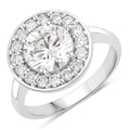 2.48 Ct Round Lab Grown Diamond Prong Platinum Halo Bridal Ring by Fine Color Jewels