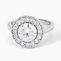 2.48 Ct Round Lab Grown Diamond Prong Platinum Halo Bridal Ring by Fine Color Jewels