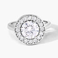 2.48 Ct Round Lab Grown Diamond Prong Platinum Halo Bridal Ring by Fine Color Jewels