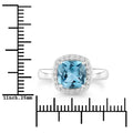 2.50 Ct Cushion London Blue Topaz and Lab Diamond Prong Silver Halo Ring by Fine Color Jewels