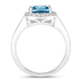 2.50 Ct Cushion London Blue Topaz and Lab Diamond Prong Silver Halo Ring by Fine Color Jewels