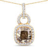 2.50 Ct Genuine Cushion Brown Diamond 18K Yellow Gold Statement Pendant