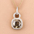 2.50 Ct Genuine Cushion Brown Diamond 18K Yellow Gold Statement Pendant by Fine Color Jewels
