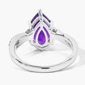 2.50 Ct Pear Purple Amethyst and Lab Diamond Prong Silver Pave Bypass Ring by Fine Color Jewels
