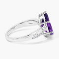 2.50 Ct Pear Purple Amethyst and Lab Diamond Prong Silver Pave Bypass Ring by Fine Color Jewels