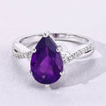 2.50 Ct Pear Purple Amethyst and Lab Diamond Prong Silver Pave Bypass Ring by Fine Color Jewels