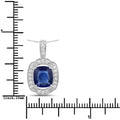 2.53 Ct Genuine Cushion Ceylon Blue Sapphire and Diamond 18K White Gold Halo Pendant by Fine Color Jewels