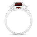 2.55 Ct Octagon Red Garnet Lab Diamond Prong Silver Three Stone Ring by Fine Color Jewels