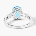 2.55 Ct Oval Swiss Blue Topaz and Lab Diamond Prong Silver Bridge Ring by Fine Color Jewels