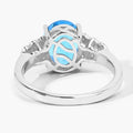 2.55 Ct Oval Swiss Blue Topaz & Lab Diamond Prong Silver Bridge Ring by Fine Color Jewels