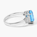 2.55 Ct Oval Swiss Blue Topaz & Lab Diamond Prong Silver Bridge Ring by Fine Color Jewels