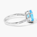 2.55 Ct Oval Swiss Blue Topaz & Lab Diamond Silver Pave Bridge Ring by Fine Color Jewels