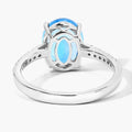 2.55 Ct Oval Swiss Blue Topaz & Lab Diamond Silver Pave Bridge Ring by Fine Color Jewels