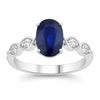 2.57 Ct Oval Ceylon Blue Sapphire and White Diamond Prong 18K White Gold Crossover Wedding Ring
