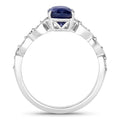 2.57 Ct Oval Ceylon Blue Sapphire and White Diamond Prong 18K White Gold Crossover Wedding Ring by Fine Color Jewels