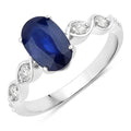 2.57 Ct Oval Ceylon Blue Sapphire and White Diamond Prong 18K White Gold Crossover Wedding Ring by Fine Color Jewels