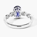 2.57 Ct Oval Ceylon Blue Sapphire and White Diamond Prong 18K White Gold Crossover Wedding Ring by Fine Color Jewels