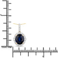 2.58 Ct Genuine Oval Ceylon Blue Sapphire and Diamond 18K Yellow Gold Halo Pendant by Fine Color Jewels