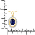 2.59 Ct Genuine Oval Ceylon Blue Sapphire and Diamond 18K Yellow Gold Statement Pendant by Fine Color Jewels