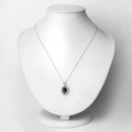 2.59 Ct Genuine Oval Ceylon Blue Sapphire and Diamond 18K Yellow Gold Statement Pendant by Fine Color Jewels